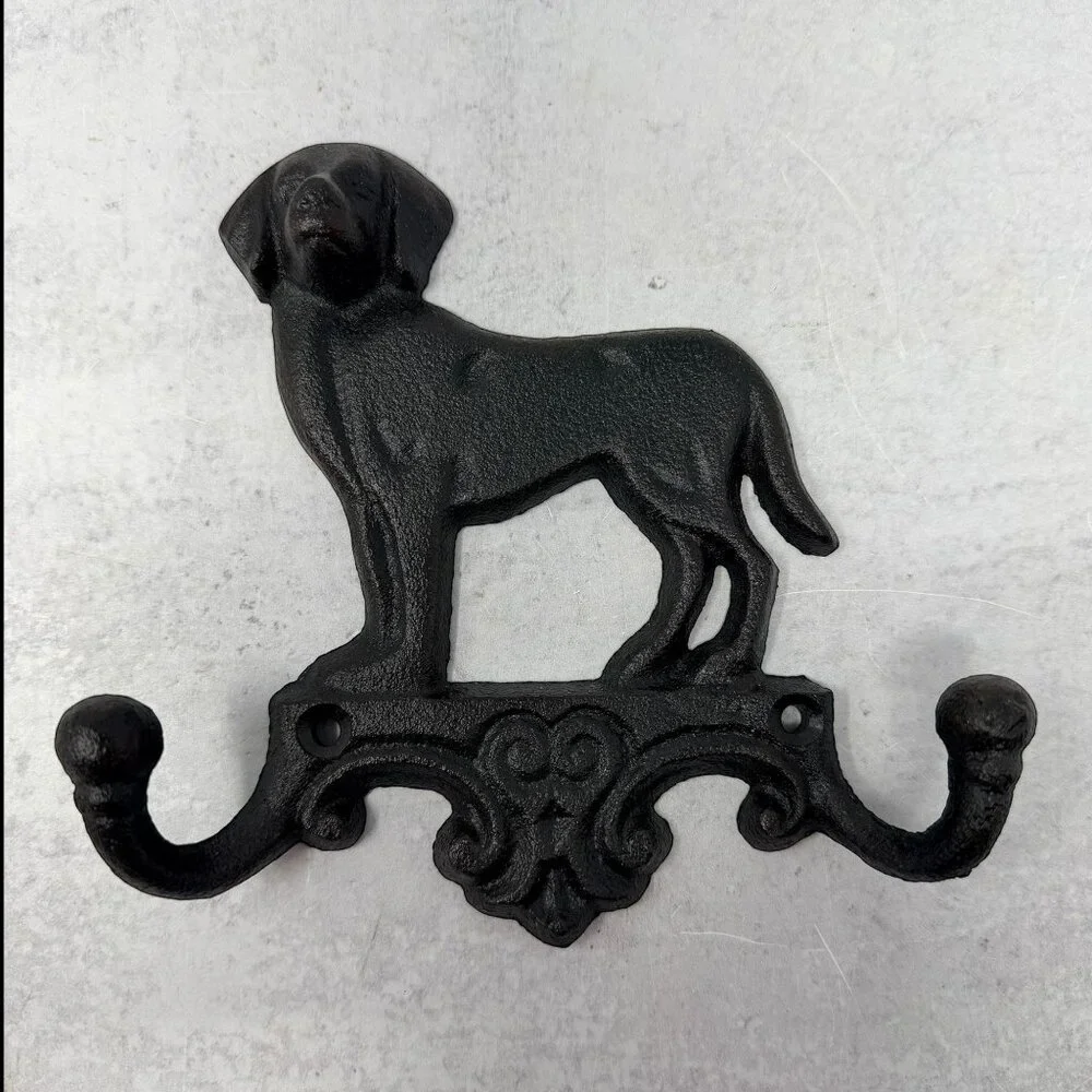 Cast Iron Dog Wall Hook Rustic Farmhouse Coat Hooks Vintage Style Entryway Decor